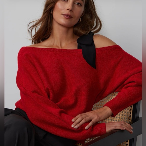 Tis the season to slip into soft sophisticated velvet off the shoulder sweater - Picture 2 of 6